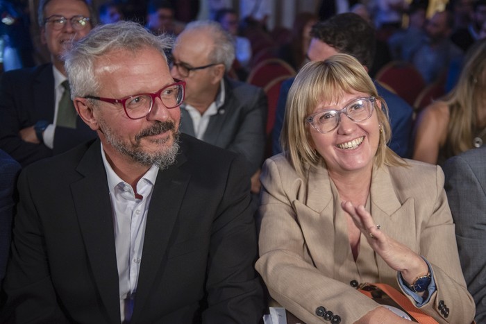 Leonel Briozzo y Cristina Lustemberg, el 16 de diciembre, en el Radisson Victoria Plaza · Foto: Gianni Schiaffarino