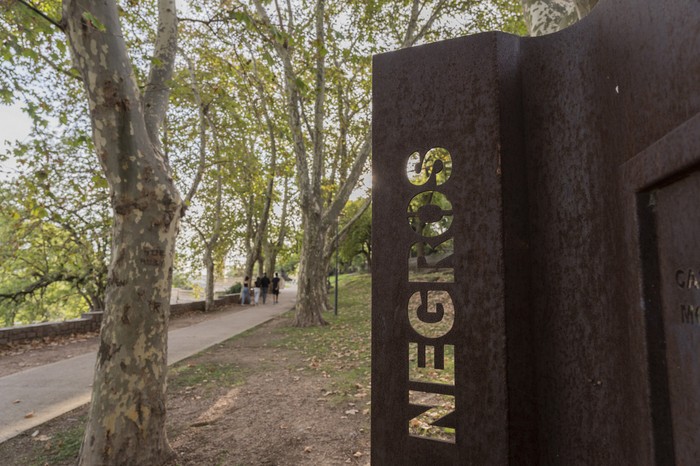 Escultura en hierro que recuerda el caserío, en el parque Capurro. · Foto: Leidy Laura Sosa