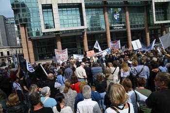 Movilización, el 23 de abril, en Torre Ejecutiva. · Foto: Guillermo Legaria