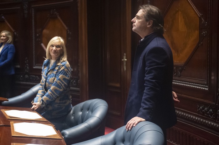Beatriz Argimón y Luis Lacalle Pou, en el Parlamento.(archivo, 2024) · Foto: Alessandro Maradei
