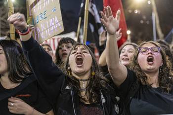Movilización por la calle 18 de Julio, el 14 de agosto. · Foto: Rodrigo Viera Amaral