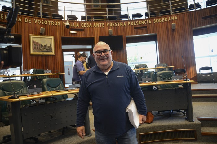 El intendente Miguel Abella cuando concurrió a la Junta Departamental a presentar el presupuesto. · Foto: Natalia Ayala