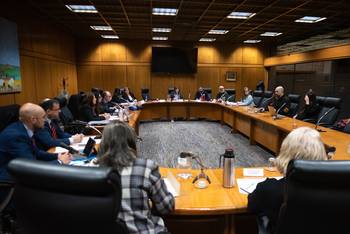 Autoridades de la Dirección Nacional de Discapacidad del Ministerio de Desarrollo Social, el 2 de setiembre, en el Parlamento. · Foto: Gianni Schiaffarino