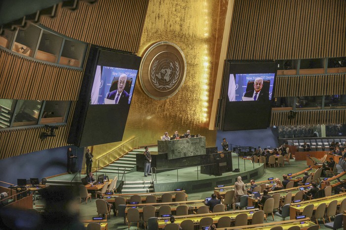 Mahmud Abbas, en la Asamblea General de las Naciones Unidas. · Foto: Spencer Platt, Getty Images, AFP