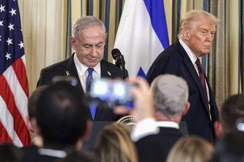 Benjamin Netanyahu y Donald Trump, el 29 de setiembre, en la Casa Blanca, en Washington, D.C. · Foto: Alex Wong / Getty Imgages / AFP