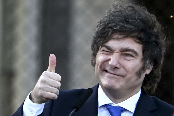Javier Milei, durante la presentación oficial de un proyecto de reforma integral del Código Penal en el Complejo Penitenciario, el 2 de octubre, en Buenos Aires. · Foto: Luis Robaya, AFP