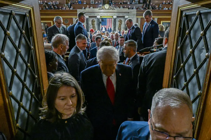 Donald Trump en la Cámara de Representantes del Capitolio de los Estados Unidos en Washington DC, el 24 de febrero. · Foto: Brendan Smialowski, AFP