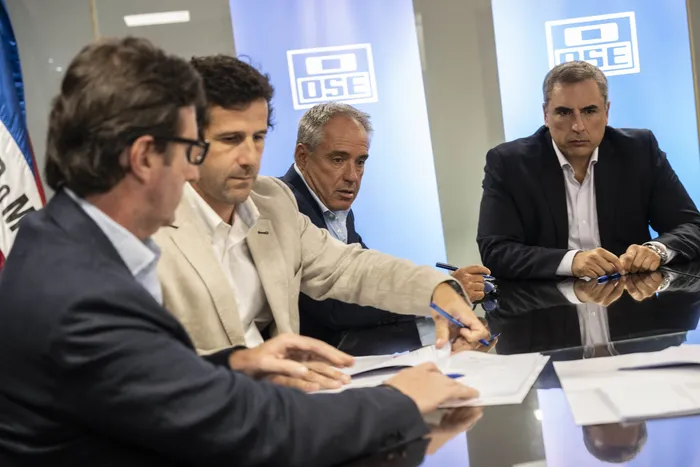 Rafael Vendrasco, Javier Duran, Alejandro Ruibal, Pablo Ferreri, Presidente de Ose, el 5 de marzo de 2026. · Foto: María Vivanco