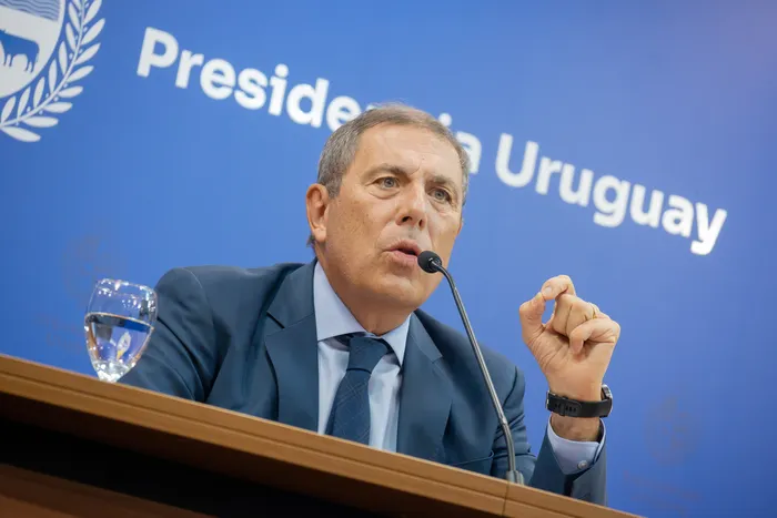 Gabriel Oddone, el conferencia de prensa en Torre Ejecutiva, el 27 de marzo. · Foto: Martin Hernández Müller