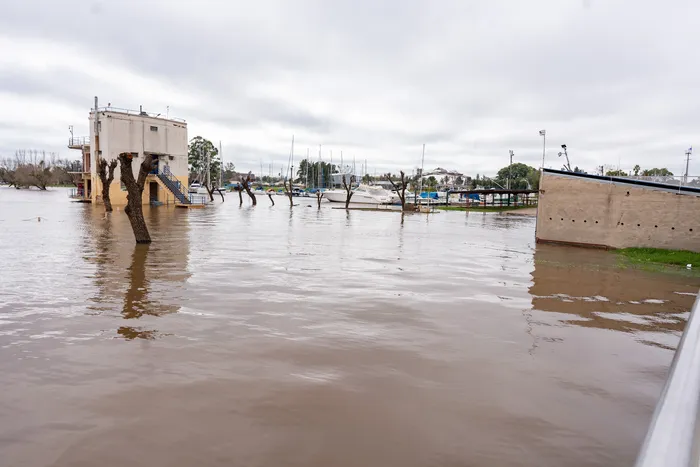 Crecida del río Uruguay en la costa de la playa Park, el 29 de julio, Paysandú. · Foto: Santiago Fleitas