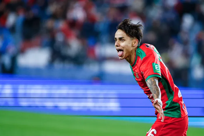 Facundo Muñoa, de Boston River, tras convertir contra Nacional, por la primera fecha del Torneo Clausura de la Liga AUF Uruguaya, el 9 de agosto, en el Gran Parque Central. · Foto: Ernesto Ryan, Agencia Gamba