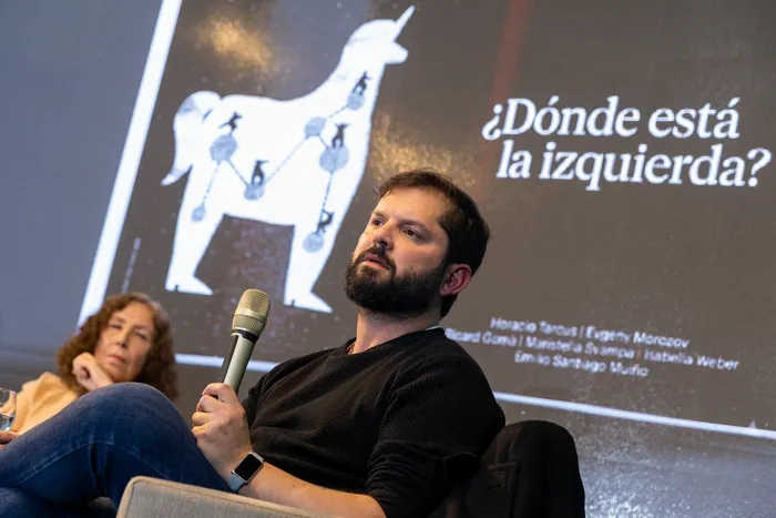Gabriel Boric, el 20 de agosto, en La Huella de Seregni. · Foto: Rodrigo Viera Amaral