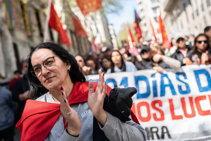 Movilización de la Confederación de Sindicatos Industriales, el 24 de setiembre, en Montevideo. · Foto: Ernesto Ryan