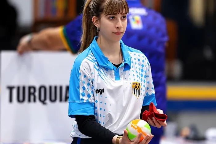 Valentina Pérez, el 17 de octubre, durante la competencia de tiro de precisión individual de bochas, en Garibaldi, Brasil. Foto: s/d de autor, CBI PRV.
