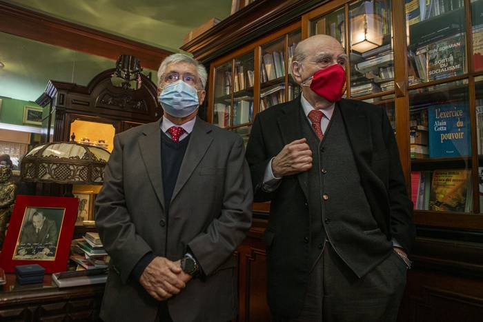 Julio María Sanguinetti y Tabaré Viera en la casa de Sanguinetti · Foto: Ernesto Ryan