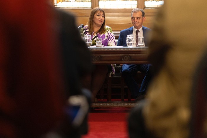 Irene Moreira y Guido Manini Ríos, el 20 de agosto, en el Palacio Legislativo. · Foto: Ernesto Ryan