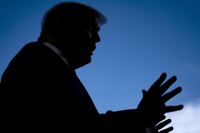 Donald Trump en rueda de prensa en el jardín sur de la Casa Blanca.
 · Foto: Alex Edelman, Getty Images, AFP