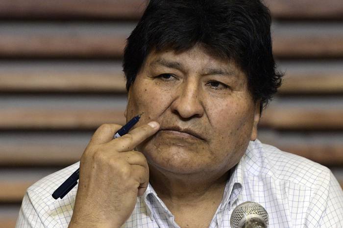 Evo Morales durante una conferencia de prensa en Buenos Aires. · Foto: Juan Mambromata, AFP