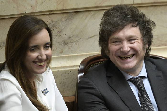 Victoria Villarruel y Javier Milei, el 29 de noviembre, en el Congreso argentino en Buenos Aires. · Foto: Juan Mabromata, AFP