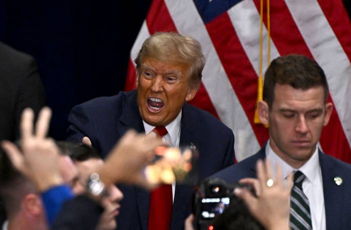 Donald Trump el 15 de enero en Des Moines, Iowa. · Foto: Jim Watson, AFP