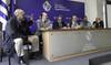 Gabriel Murara, Julio Lestido, Mario Arizti, Pablo Mieres, Fernando Pereira y Jorge Bermúdez, en conferencia de prensa, ayer, luego del Consejo Superior Tripartito. Gabriel Murara, Julio Lestido, Mario Arizti, Pablo Mieres, Fernando Pereira y Jorge Bermúdez, en conferencia de prensa, ayer, luego del Consejo Superior Tripartito.