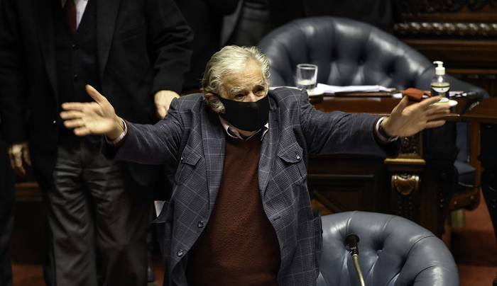 José Mujica se despide, este martes, en el Senado. · Foto: Federico Gutiérrez