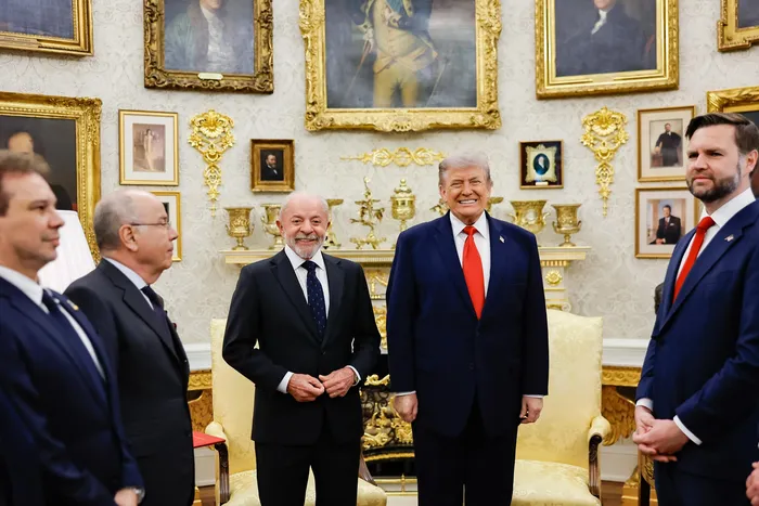 Mauro Vieira, Luiz Inácio Lula da Silva, Donald Trump y David Vance,  el 7 de mayo, en la Casa Blanca. Foto: Ricardo Stuckert / PR