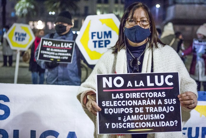 Elbia Pereira durante una movilización de la FUM (archivo, julio de 2020). · Foto: .