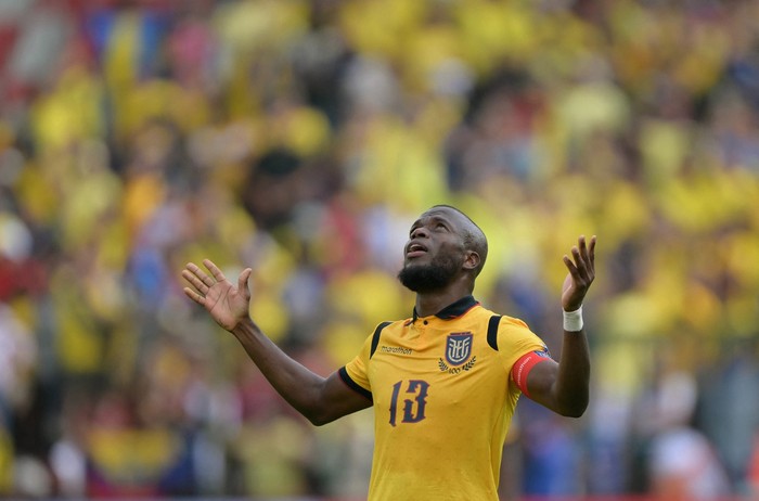 Enner Valencia, de Ecuador, celebra su gol ante Venezuela, el 21 de marzo, en el estadio Rodrigo Paz Delgado de Quito. · Foto: Rodrigo Buendía, AFP