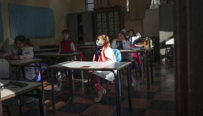 Escuela N° 219 Olympia Fernández, este lunes, en Malvin.  · Foto: Mariana Greif
