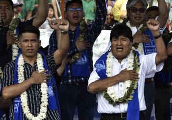 Andrónico Rodríguez y Evo Morales, en Cochabamba, en el centro de Bolivia (archivo, marzo de 2023). · Foto: Aizar Raldes, AFP