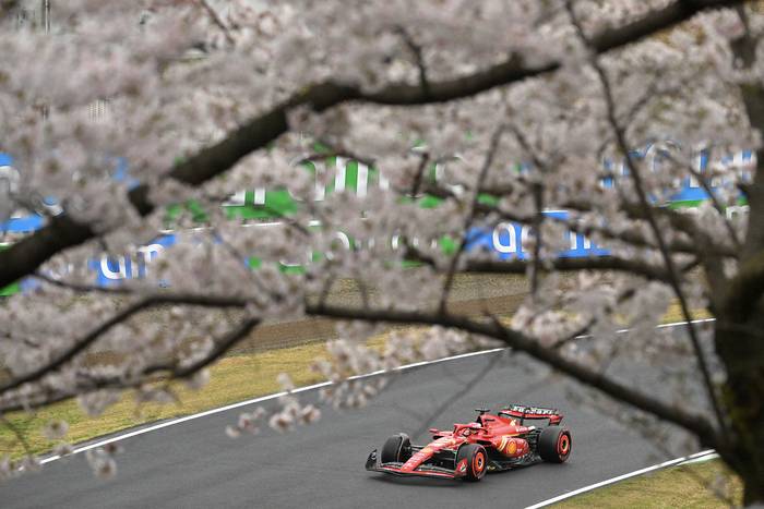 Charles Leclerc, piloto de Ferrari, durante la segunda sesión de entrenamientos previos a la carrera del Gran Premio de Japón, el 5 de abril, en el circuito de Suzuka. Foto: Yuichi Yamazaki, AFP