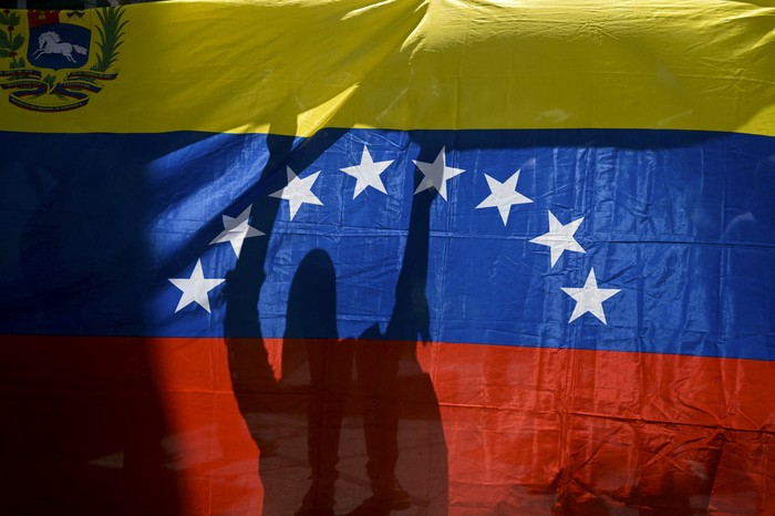 Movilización de la oposición venezolana frente a la sede de la Organización de las Naciones Unidas en Caracas. · Foto: Yuri Cortez, AFP