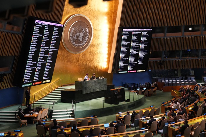 Durante la votación de la Asamble General de las Naciones Unidas, el 18 de setiembre, en New York. · Foto: Bryan R. Smith, AFP