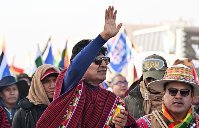 Evo Morales, el 23 de setiembre, durante una manifestación contra el presidente Luis Arce, en El Alto, Bolivia. · Foto: Aizar Raldes, AFP