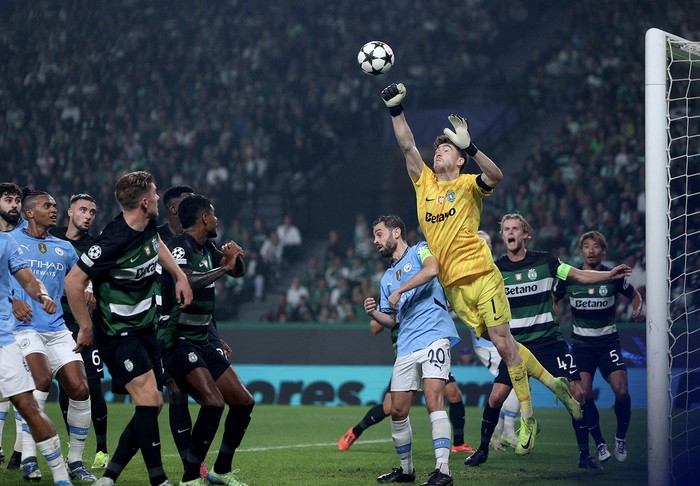 Franco Israel, durante el partido entre el Sporting de Lisboa y el Manchester City, el 5 de noviembre, en el estadio José Alvalade de Lisboa. Foto: Filipe Amorim, AFP.