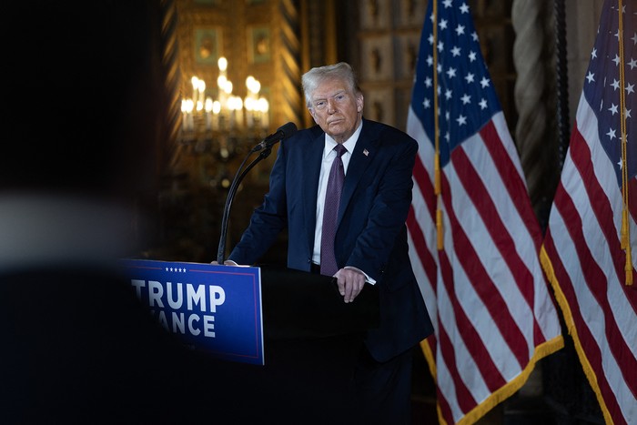 Donald Trump durante una conferencia de prensa en el club Mar-a-Lago, el 7 de enero, en Palm Beach, Florida. Foto: Scott Olson, Getty Images, AFP.