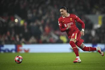 Darwin Núñez, de Liverpool, durante el partido ante Lille en Anfield, Liverpool (archivo, 2025). · Foto: Paul Ellis, AFP