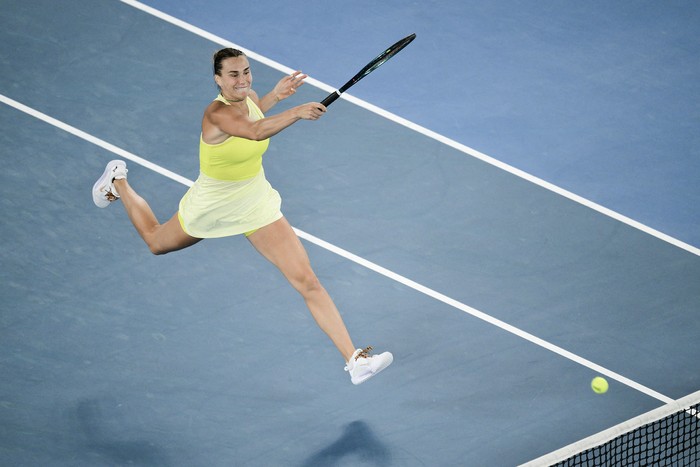 Aryna Sabalenka, el 23 de enero, durante el partido ante Paula Bados, por las semifinales del Abierto de Australia, en Melbourne. Foto: Yuichi Yamazaki, AFP.