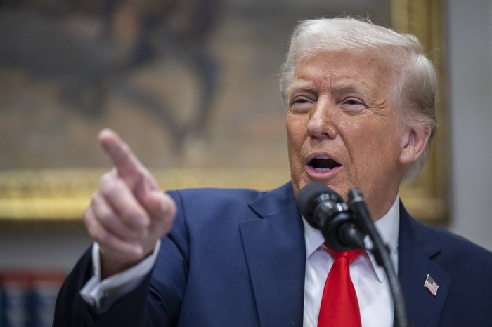 Donald Trump en una conferencia de prensa en la Casa Blanca. · Foto: Roberto Schmidt, AFP