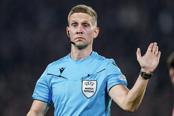 Espen Eskas durante un partido de la Liga de Campeones de la UEFA (archivo, 2025). · Foto: Joris Verwijst, ORANGE PICTURES, DPPI, AFP