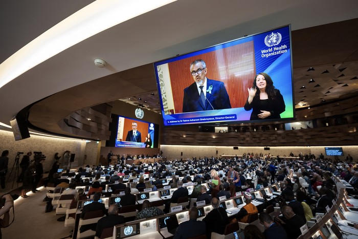 Tedros Adhanom Ghebreyesus, director general de la Organización Mundial de la Salud, el 19 de mayo, durante la Asamblea Mundial de la Salud en Ginebra. · Foto: Fabrice Coffrini, AFP