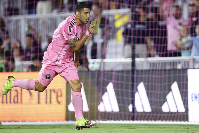 Luis Suárez, de Inter Miami, celebra el tercer gol de su equipo ante Montreal, el 28 de mayo, en el Chase Stadium, en Fort Lauderdale, Florida. Foto: Megan Briggs, Getty, AFP.