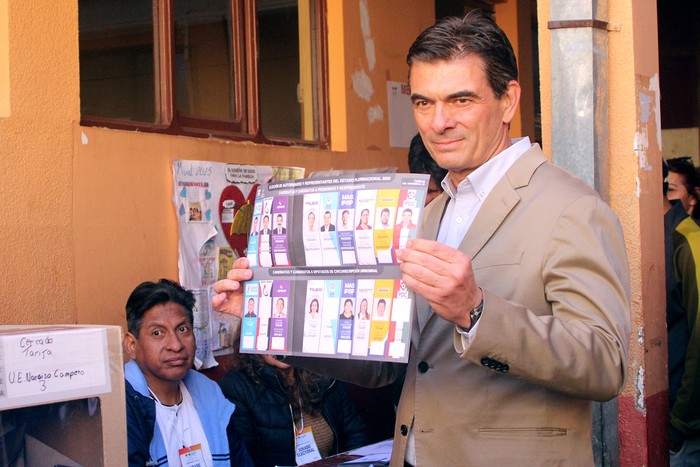 Rodrigo Paz, el 17 de agosto, en el  departamento de Tarija, Bolivia. · Foto: Marcelo Gómez, AFP