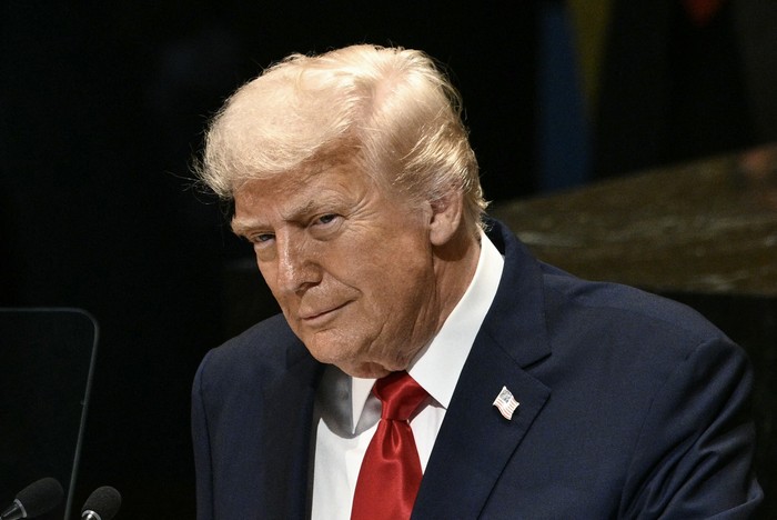 El presidente de Estados Unidos, Donald Trump, durante su discurso ante la Asamblea General de las Naciones Unidas en la sede del organismo, el martes 23, en Nueva York. · Foto: Brendan Smialowski, AFP