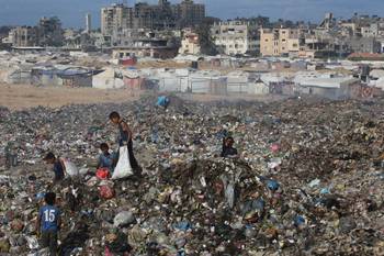 Campamento de refugiados de Bureij, en el centro de la Franja de Gaza, el 6 de octubre. · Foto: Bashar Taleb, AFP