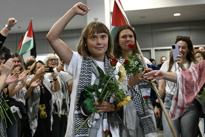 Greta Thunberg, el 6 de octubre, en Atenas. · Foto: Aris Messinis, AFP
