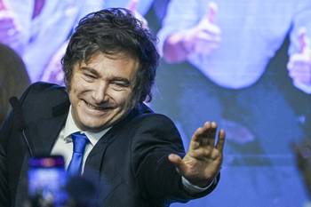 Javier Milei, el 26 de octubre, en la sede de la Libertad Avanza. · Foto: Luis Robayo, AFP