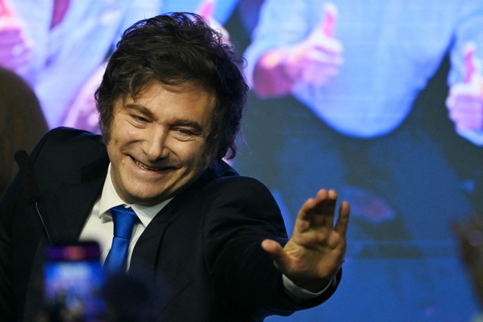 Javier Milei, el 26 de octubre, en la sede de La Libertad Avanza, en Buenos Aires. · Foto: Luis Robayo, AFP
