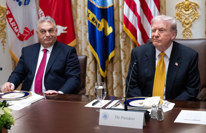 Viktor Orban y Donald Trump, el 7 de noviembre, durante una reunión en la Sala del Gabinete de la Casa Blanca en Washington. · Foto: Saul Loeb, AFP